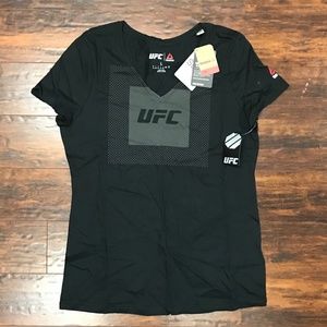NWT Reebok UFC Woman's Black Logo Shirt Sz L